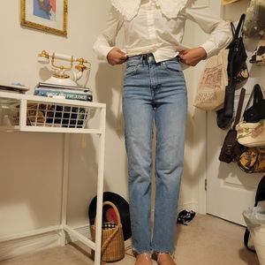 Straight leg light wash jeans